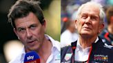 Helmut Marko’s eight-word response to squabble between Toto Wolff and Oliver Mintzlaff