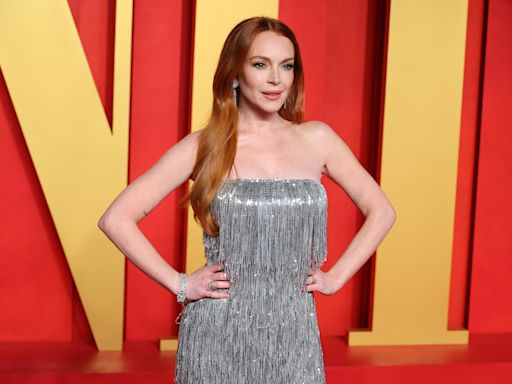 Lindsay Lohan Is Absolutely Glowing in a Mint-Green Gown