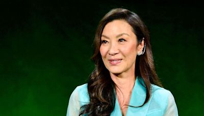 Michelle Yeoh Mastered Spring Style With a See-Through Turquoise Suit