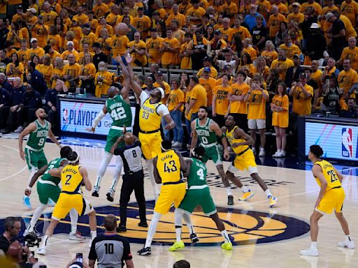 Jrue Holiday's finishing flurry helps Celtics beat Pacers 114-111 for 3-0 lead in East finals