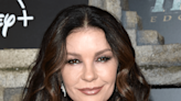 Catherine Zeta-Jones Glimmers in Sheer Plunging Jumpsuit for 'National Treasure' Premiere