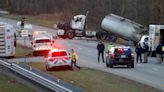 1 person hurt in fuel tanker and school bus crash on Route 18 in Marlboro