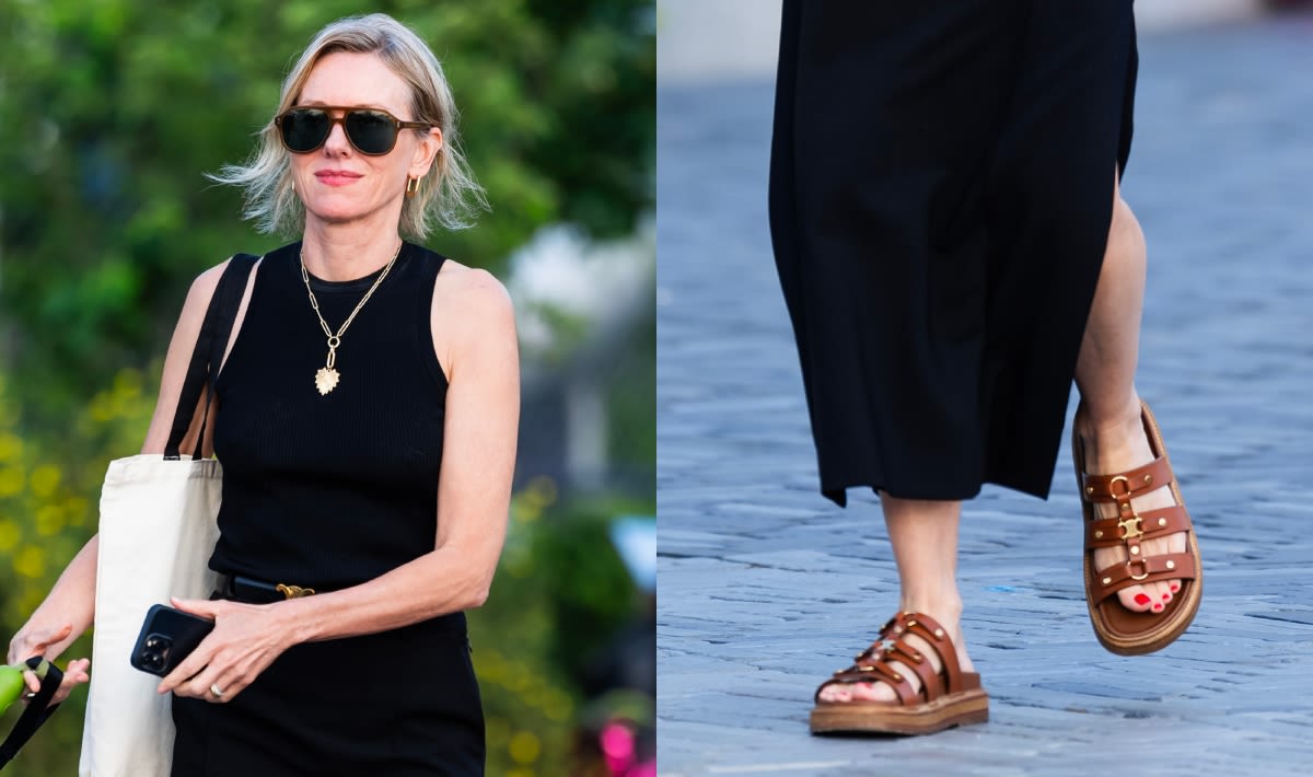 Naomi Watts Embraces Comfort and Style in Celine Sandals While in New York Supporting Husband Billy Crudup