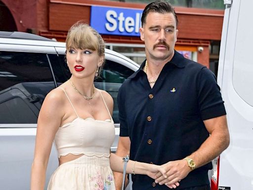 Taylor Swift and Travis Kelce Give Off “Grease ”Vibes in Dreamy Floral Dress and Slicked-Back Hair Look at N.Y.C. Wedding