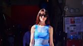 Anne Hathaway Flashed Her Abs in a See-Through Cerulean Outfit