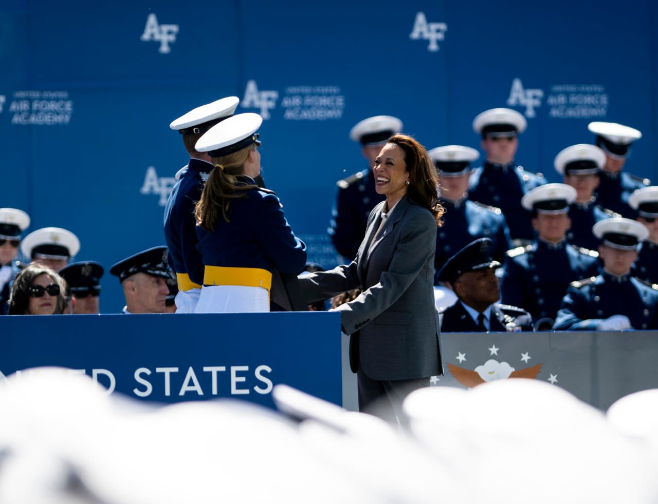 Harris addresses US Air Force Academy graduates near 80th D-Day anniversary