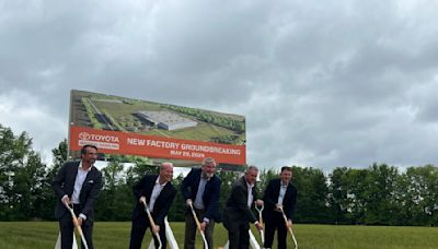 Holcomb, Toyota officials break ground on new $100 million forklift facility in Columbus