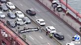 Pro-Palestinian protesters shut down Golden Gate Bridge as part of nationwide Tax Day protests in solidarity with Gaza.