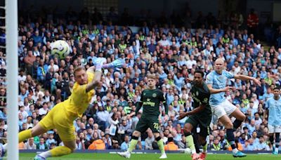 Erling Haaland on the double for City as he misses out on hat-trick record by inches