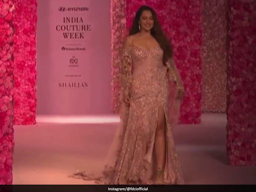 ... To Designer Dolly J In A Blush Pink Gown On The FDCI India Couture Week 2024 Ramp