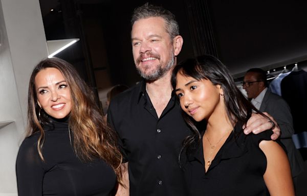 Matt Damon, Wife Luciana and 25-Year-Old Daughter Alexia Barroso Step Out in Coordinating Outfits Ahead of NYFW