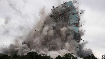 A hurricane-damaged Louisiana skyscraper is imploded