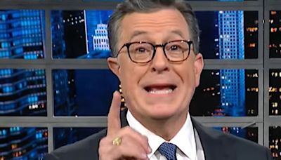 Stephen Colbert Spots Truly Embarrassing Merch Mistake By Far-Right Pro-Trump Group