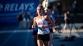 Ames' Lauren Risdal and Gilbert's Emee Dani enjoy their first 3,000 run at Drake Relays