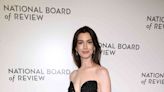 Anne Hathaway Embraced Old Hollywood Style in a Plunging Black Beaded Gown