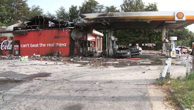 Midtown Atlanta gas station goes up in flames after motorcycle catches fire