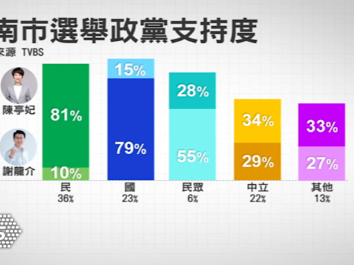 TVBS民調南市百里侯！謝龍介輸陳亭妃 小贏林俊憲、王定宇