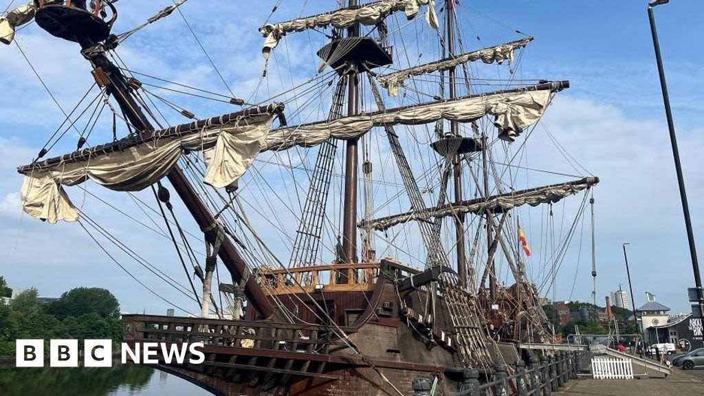 Replica of Spanish galleon moors at Newcastle quay