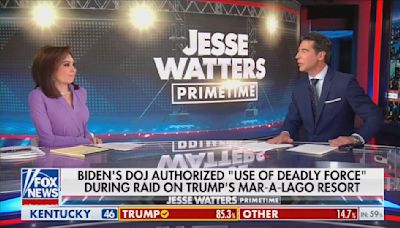 Fox News' Jeanine Pirro and Jesse Watters suggests the FBI “wanted” to “engage in deadly physical force” during Mar-a-Lago search