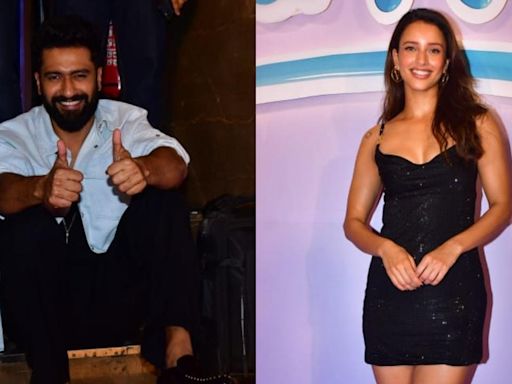 Watch: Vicky Kaushal sits on the floor as Triptii Dimri gets papped at ’Bad Newz’ trailer launch