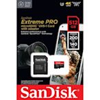 SanDisk 512GB 200MB/s Extreme Pro U3 microSDXC UHS-I V30 A2 記憶卡