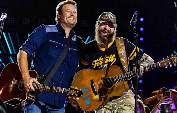 Post Malone and Blake Shelton Debut New Song 'Somebody Pour Me a Drink' — Twice! — as CMA Fest Kicks Off in Nashville