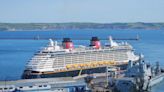 Huge Disney cruise ship docks at port