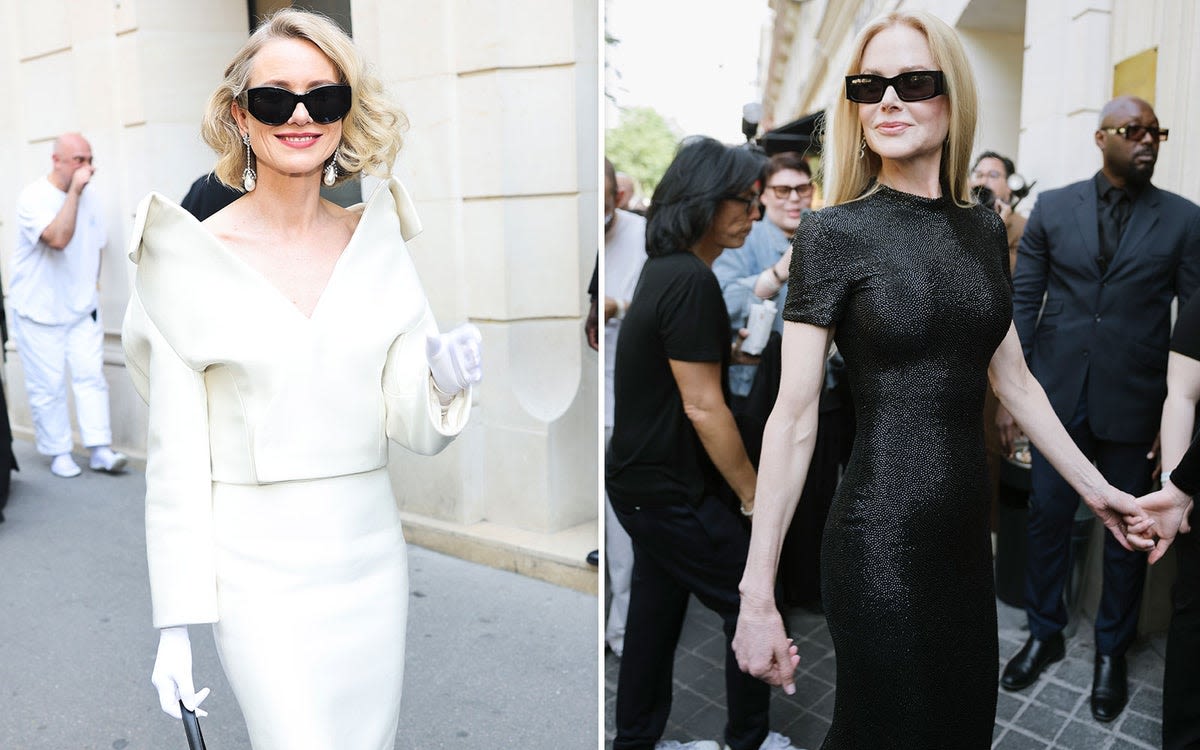 Nicole Kidman and bestie Naomie Watts stun in monochrome outfits at Paris Fashion Week Balenciaga show