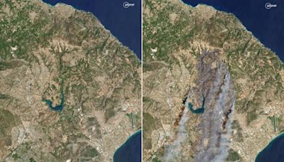 Greece wildfires: Satellite images show extent of devastation on outskirts of Athens