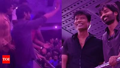 Dhanush gets a roaring welcome as he joins fans for the 'Raayan' FDFS | Tamil Movie News - Times of India