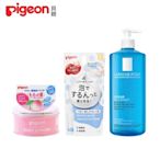 (Pigeon 貝親)寶寶臀部清潔泡沫100ml+桃葉爽身粉125g+理膚寶水沐浴露750ml