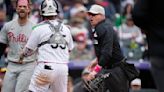 Benches clear in Phillies' loss to Rockies as Bryce Harper charges Jake Bird