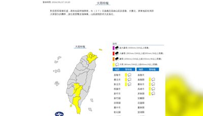 快訊／雨彈來襲！北北基大雨特報 「7縣市」警戒區域出爐