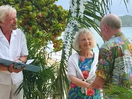 Post Office campaigner Alan Bates marries on Richard Branson's island