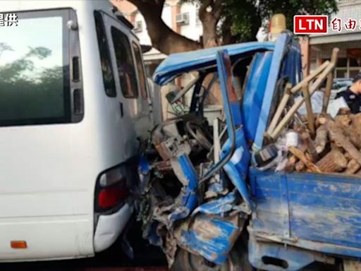 員林有應媽祠27日又被撞！貨車撞爛車頭釀3傷 驚悚畫面曝（民眾提供） - 自由電子報影音頻道