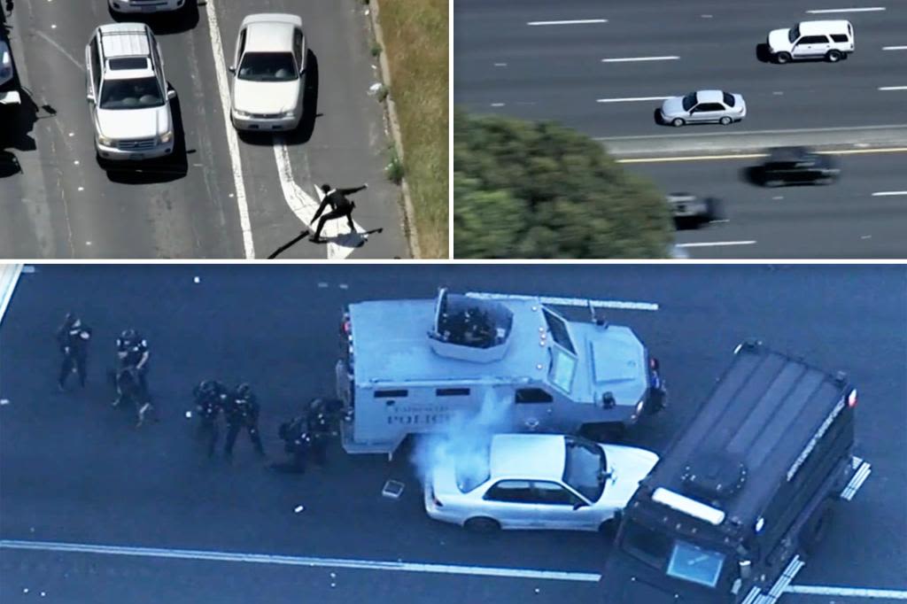 Gunman leads cops on wild high-speed chase then survives suicide attempt on California highway