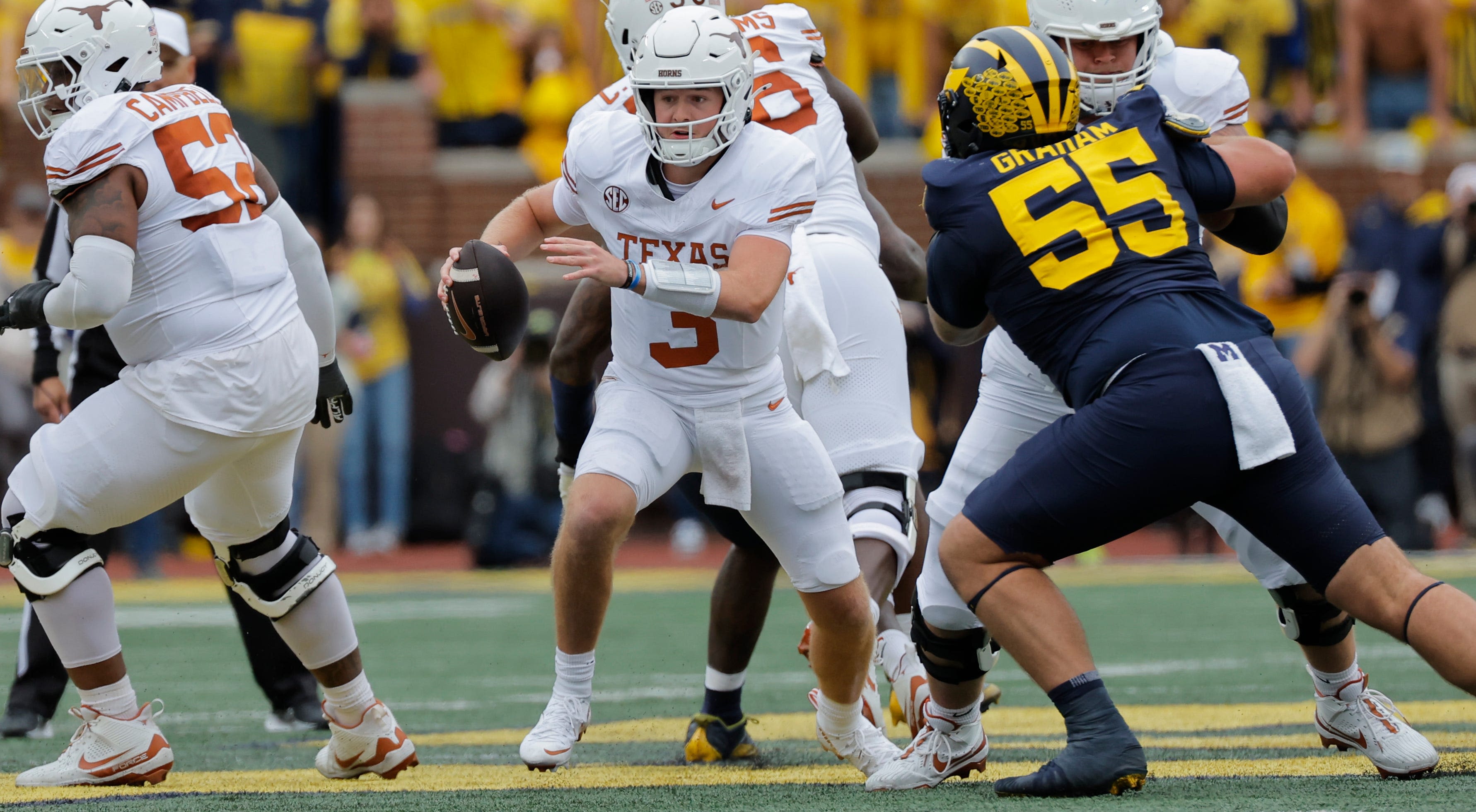 No. 3 Texas, Quinn Ewers don't need karma in dominating defeat of No. 9 Michigan