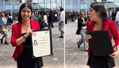 Universitaria graduada casi pierde su título por culpa del viento; video se vuelve viral en TikTok