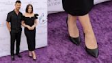 ...Wife Tay Lautner Coordinates Jeffrey Campbell Pumps with Husband’s All Black Ensemble at Charity Gala in Los Angeles