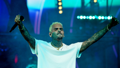 Chris Brown shouts at staff after getting stuck in air during concert