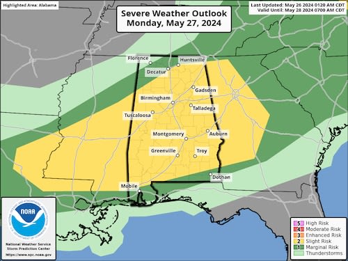 Several rounds of severe storms possible in Alabama