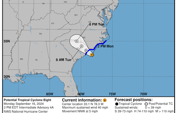 Progress report on the Potential Tropical Cyclone: Monday, Sep 16 update from the National Hurricane Center