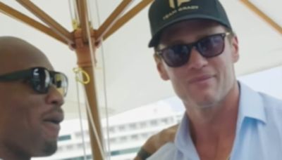 Tom Brady links up with Didier Drogba at Monaco boat racing event