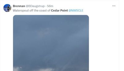 Giant waterspout spotted Thursday morning over Lake Erie just off shore of Cedar Point