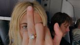 Emma Roberts flashes her large diamond engagement ring