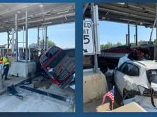 3 people taken to hospital after truck hits toll booth, vehicle in New Hampshire