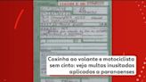 Coxinha ao volante, motociclista sem cinto e motorista de caminhonete sem capacete: veja multas inusitadas aplicadas a paranaenses