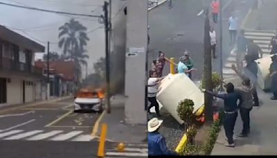 VIDEO: Zafarrancho en Ixtaczoquitlán, Veracruz, queman patrullas por falta de agua