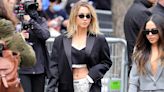 Sydney Sweeney Wears $5,800 Miu Miu Sequined Underwear with Sky-High Platform Shoes at Paris Fashion Week