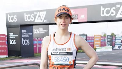 Ruth Wilson runs the 2024 London Marathon for her father Nigel - 43 years after he completed the route in three HOURS - as she joins Jenni Falconer and Dame Kelly Holmes on the ...